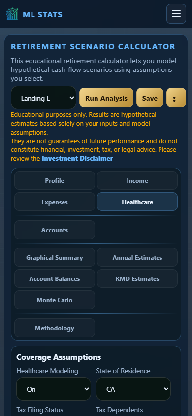 Retirement Calculator responsive mobile layout